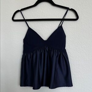 NWT Zara Babydoll Navy Blue Cropped Tank Top